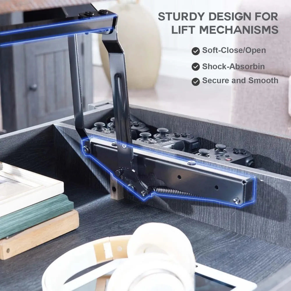 TANGXU Lift Top Coffee Table With Barn Door Storage