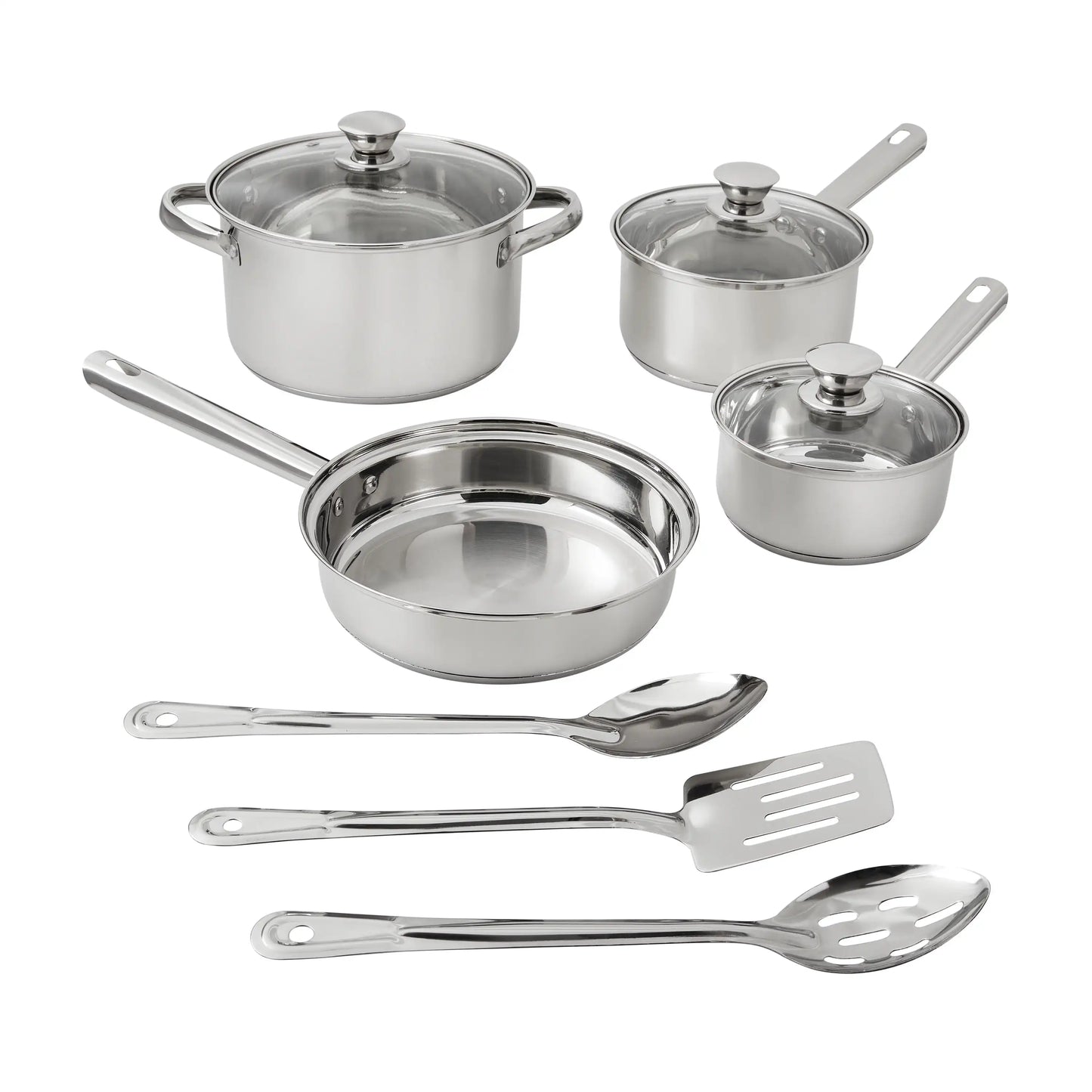 10-Piece Nonstick Stainless Steel Cookware Set for Durability and Style