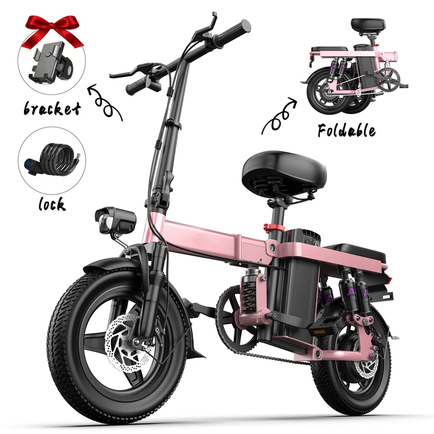 740W Electric Bicycle for Adults 20MPH 32 Mile Folding