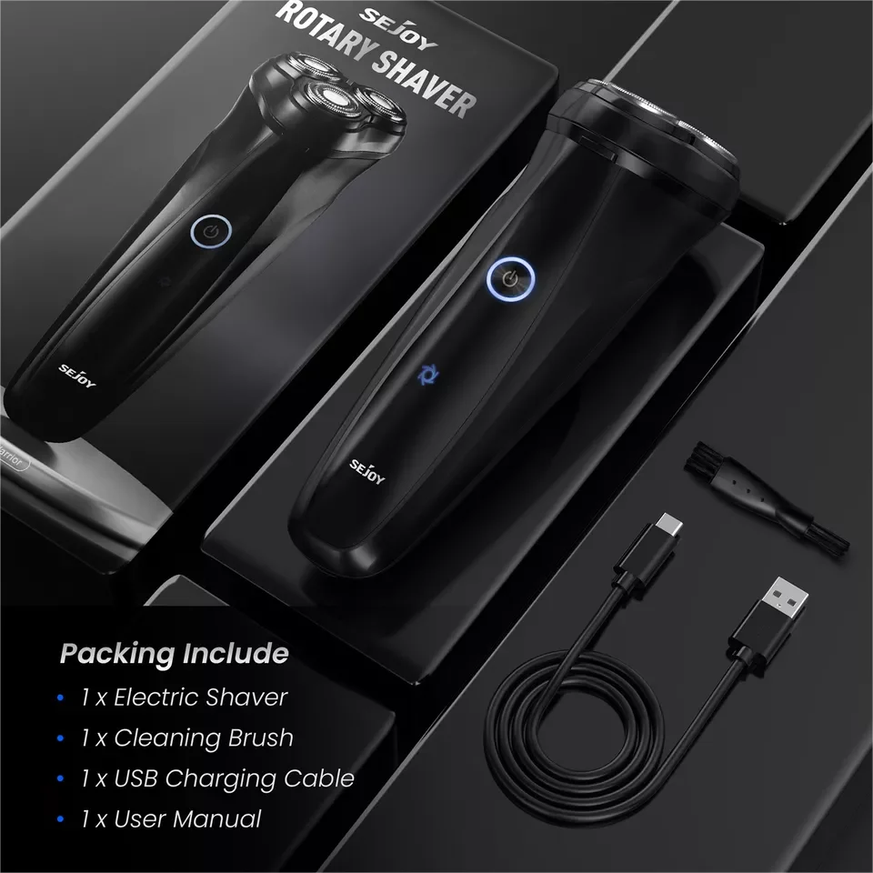 SEJOY Electric Razor for Men 3D Rotary Shaver Dry Wet Shaving Pop-Up Beard Trimmer Rechargeable Hair Cutting Machine