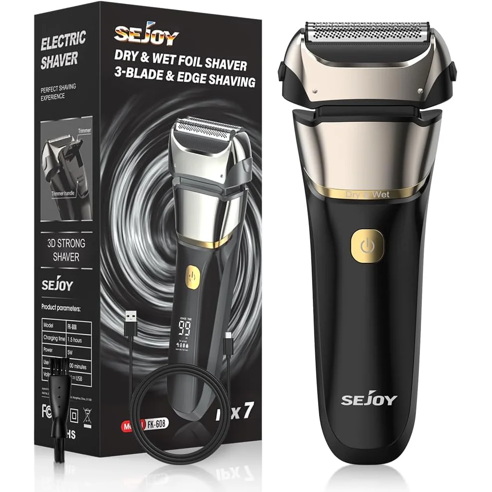 Sejoy Electric Razor for Men Wet Dry Shaver Haircut Machine Beard Trimmer Automatic Cleaning