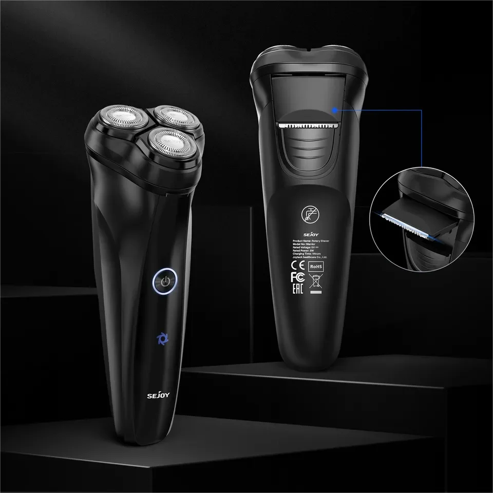 SEJOY Electric Razor for Men 3D Rotary Shaver Dry Wet Shaving Pop-Up Beard Trimmer Rechargeable Hair Cutting Machine