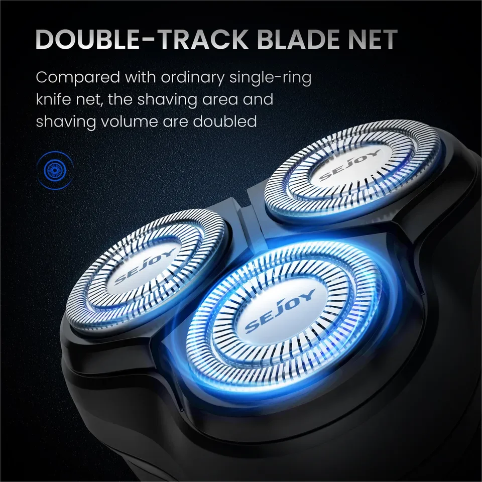 SEJOY Electric Razor for Men 3D Rotary Shaver Dry Wet Shaving Pop-Up Beard Trimmer Rechargeable Hair Cutting Machine