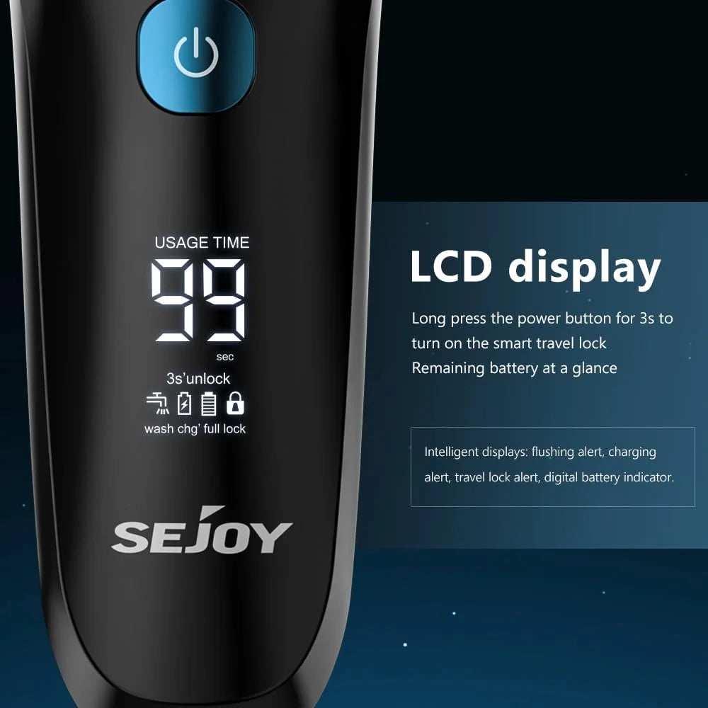 Sejoy Electric Razor for Men Wet Dry Shaver Haircut Machine Beard Trimmer Automatic Cleaning