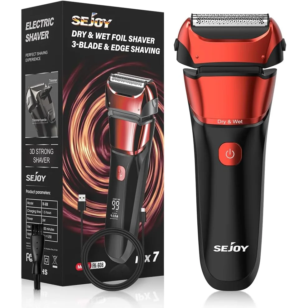 Sejoy Electric Razor for Men Wet Dry Shaver Haircut Machine Beard Trimmer Automatic Cleaning
