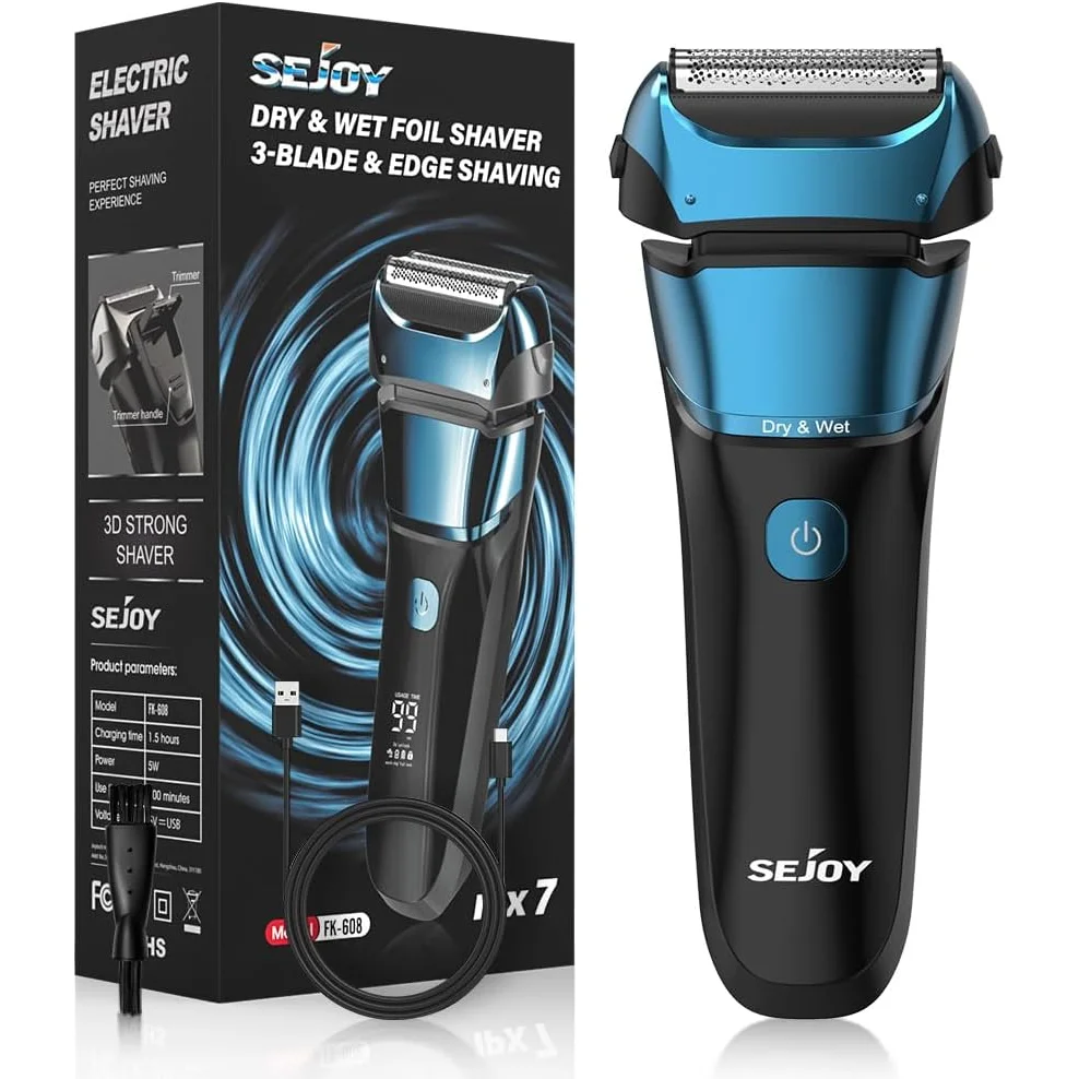 Sejoy Electric Razor for Men Wet Dry Shaver Haircut Machine Beard Trimmer Automatic Cleaning