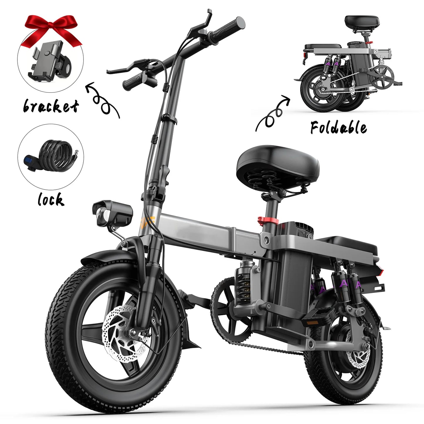 740W Electric Bicycle for Adults 20MPH 32 Mile Folding