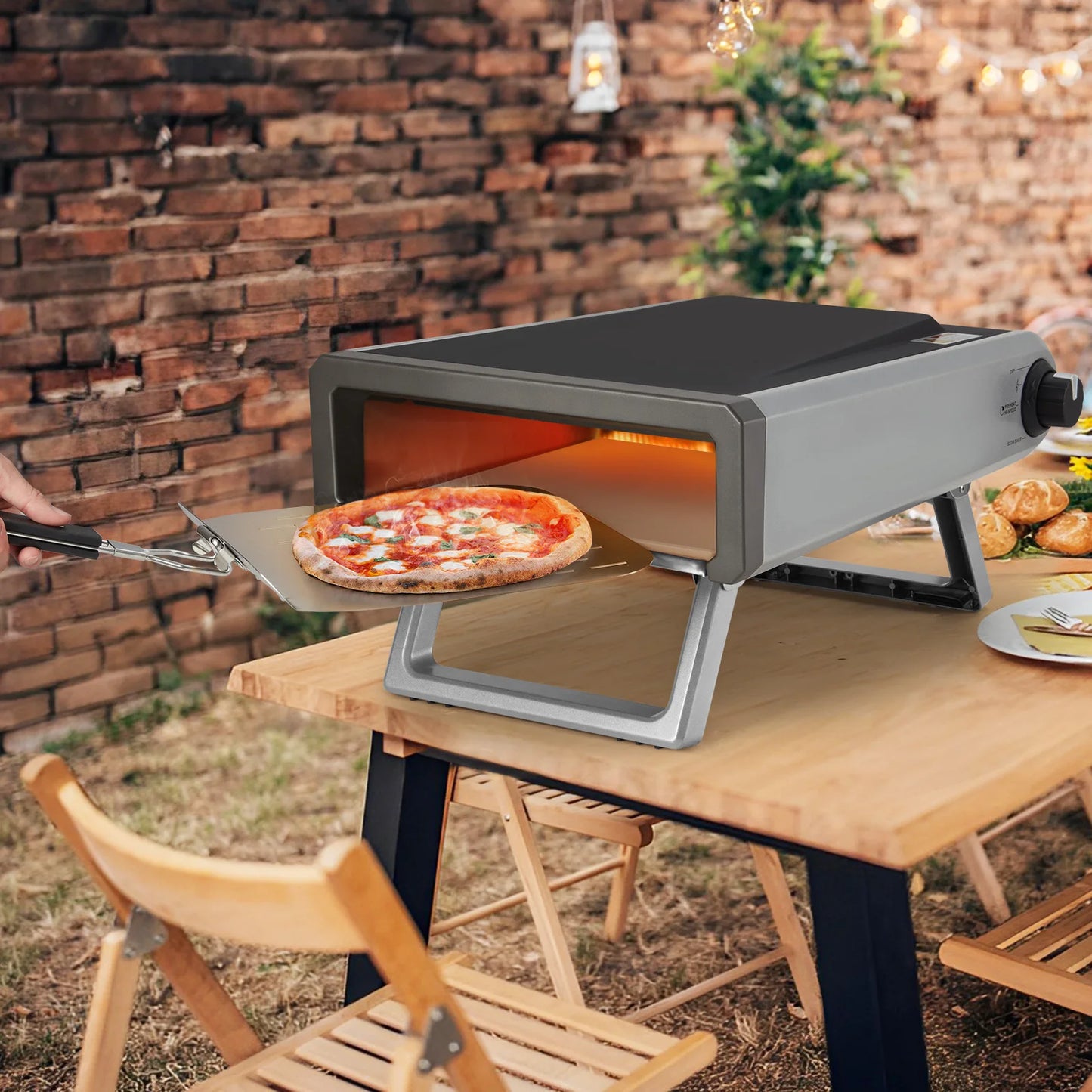 12" Outdoor Pizza Oven with Gas Powered Propane and Pizza Making Accessories