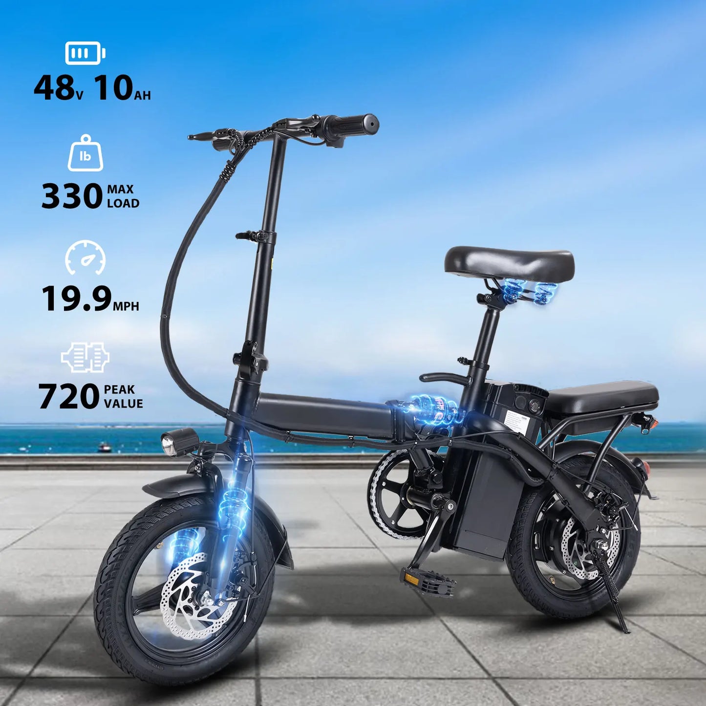 740W Electric Bicycle for Adults 20MPH 32 Mile Folding