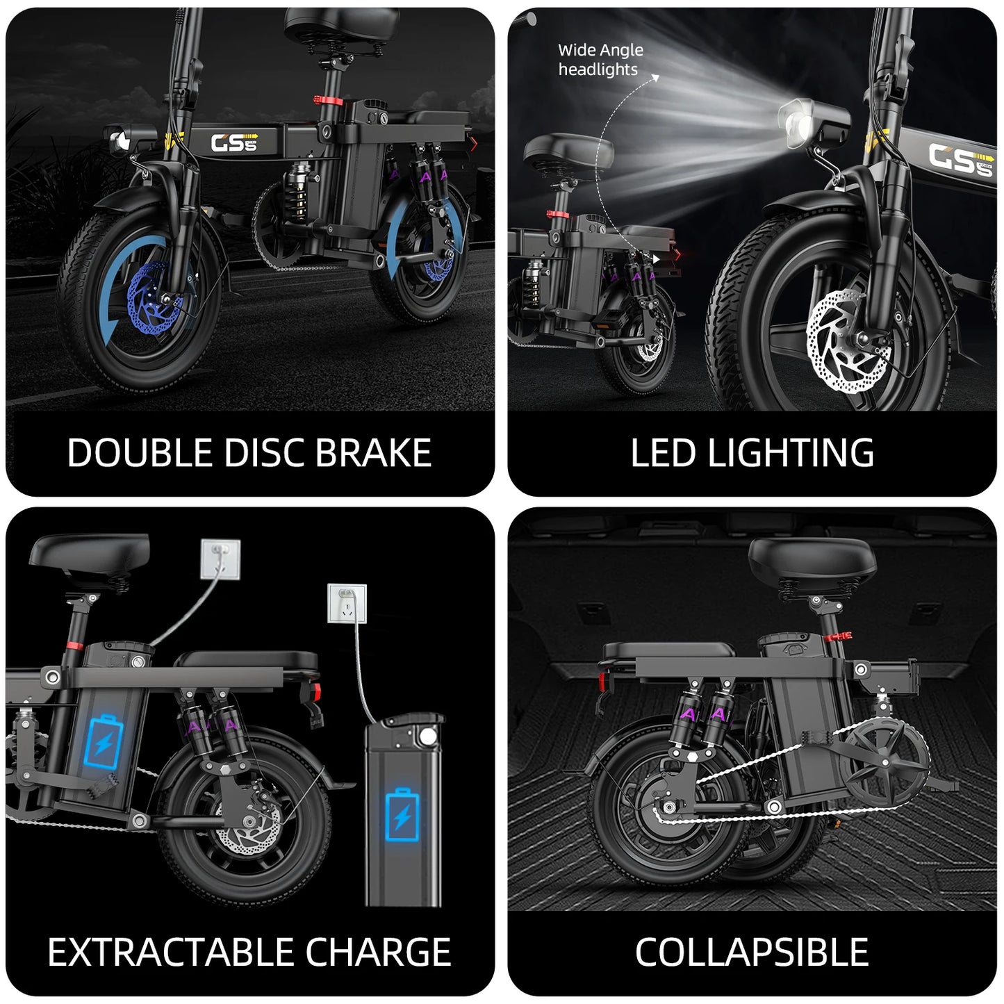 740W Electric Bicycle for Adults 20MPH 32 Mile Folding