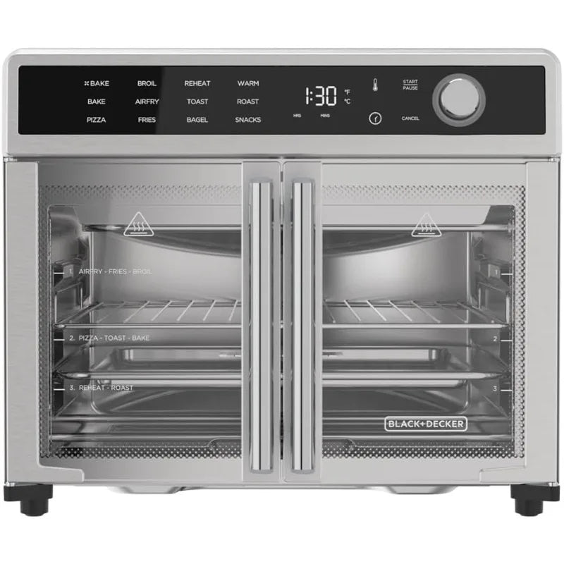 BLACK+DECKER Crisp 'N Bake Air Fryer Toaster Oven Combo 12 in 1 Countertop Oven Cooks Food Fast Fits a Whole Pizza