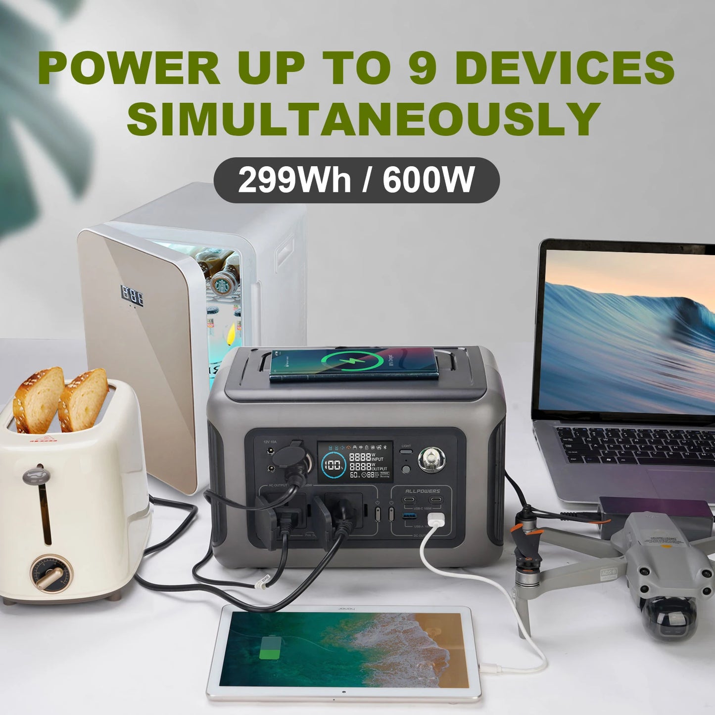 ALLPOWERS R600 Portable Powerstation 600W 299Wh for Camping