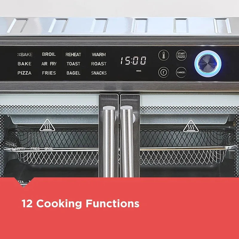 BLACK+DECKER Crisp 'N Bake Air Fryer Toaster Oven Combo 12 in 1 Countertop Oven Cooks Food Fast Fits a Whole Pizza