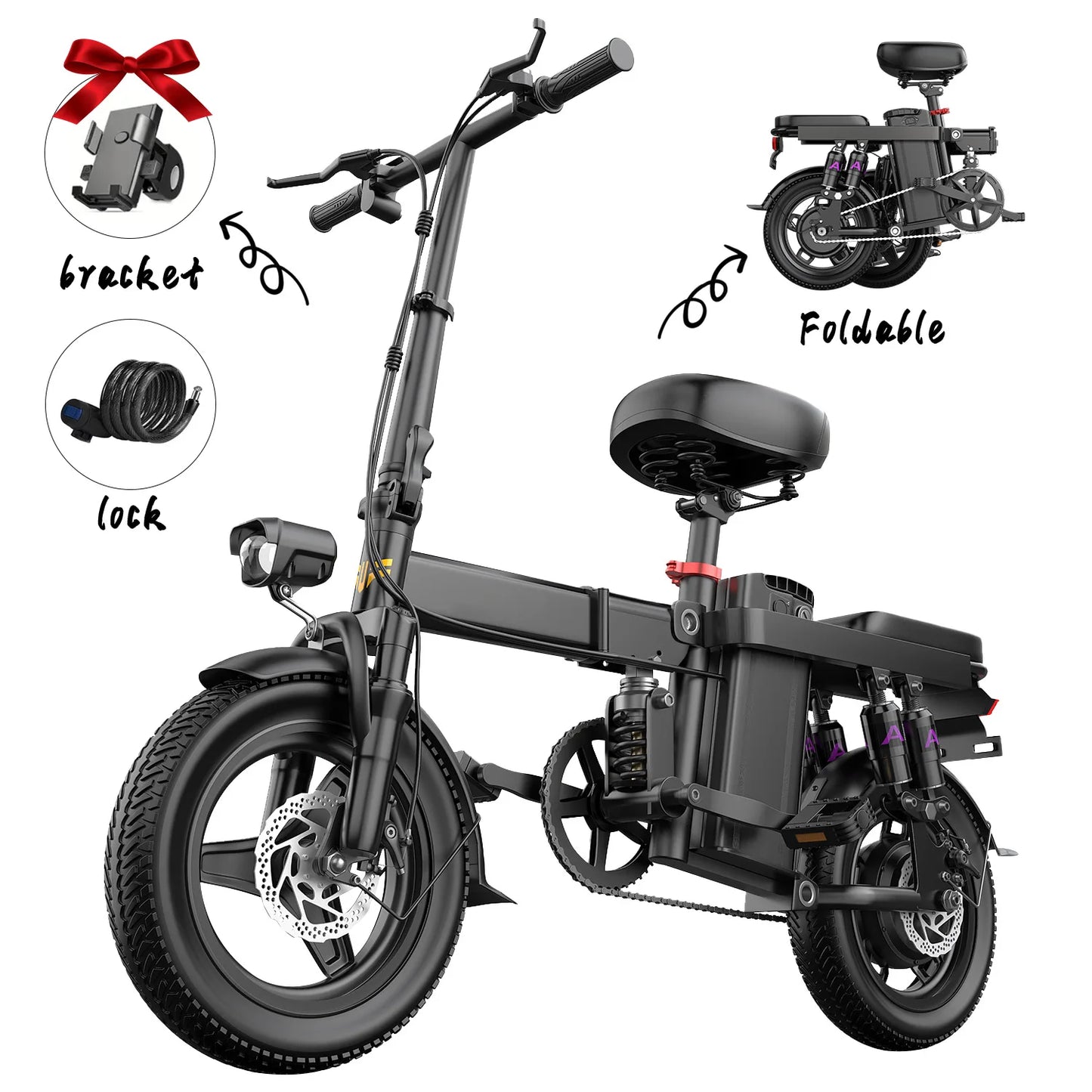 740W Electric Bicycle for Adults 20MPH 32 Mile Folding