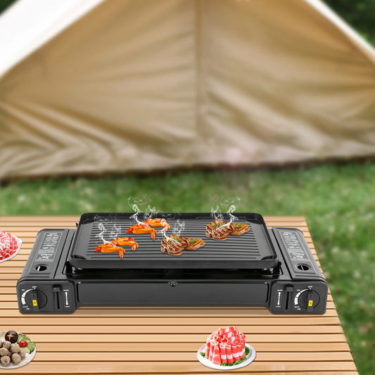 166g/H 2-In-1 Cooking Portable Propane Camping Stove