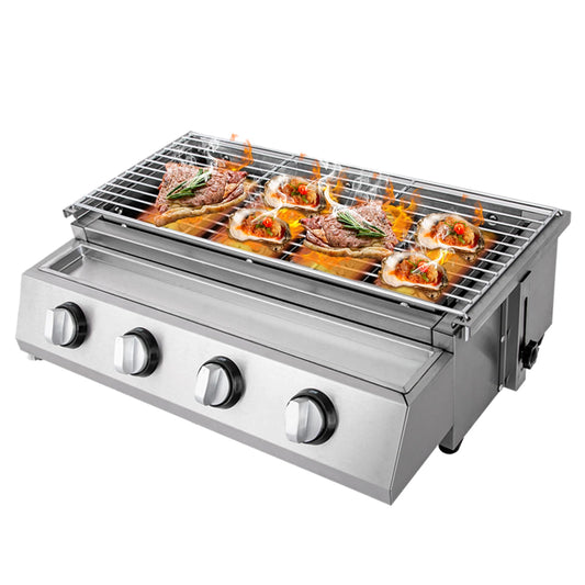 Stainless Steel Smokeless Barbecue Grill 4 Burners LPG Gas Grill