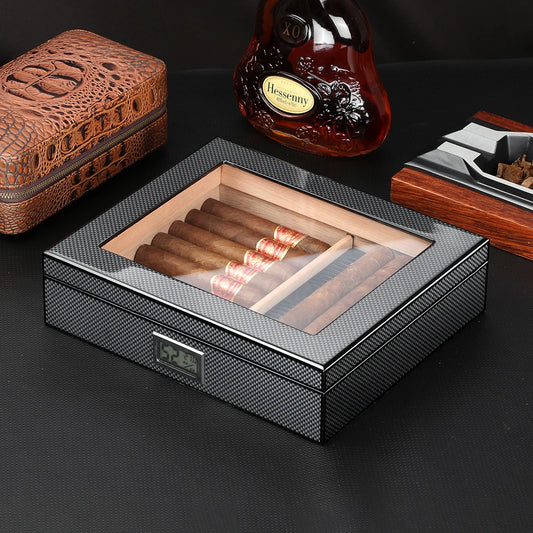 GALINER Humidor Cigar Box Luxury Case Cedar Wood With Portable Hygrometer Digital Humidifier