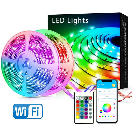 100FT WIFI Outdoor LED Strip Lights Music Synchronization RGB LED Light with Remote Control and Application