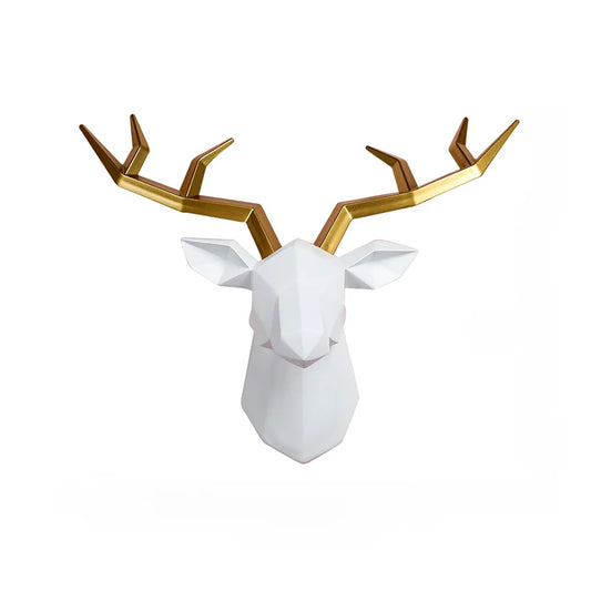 Home Decor Decorative Resin Elk Head Deer Head Wall Mount Animal Holder Wall Hanger Statue Animal Shapedat Hook Hanging Rack